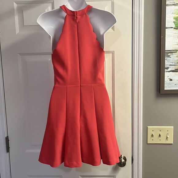 bebe Coral Sleeveless Scalloped Detail Flare Dress w/ High Neck & Pleats- Size 4 - Picture 7 of 16
